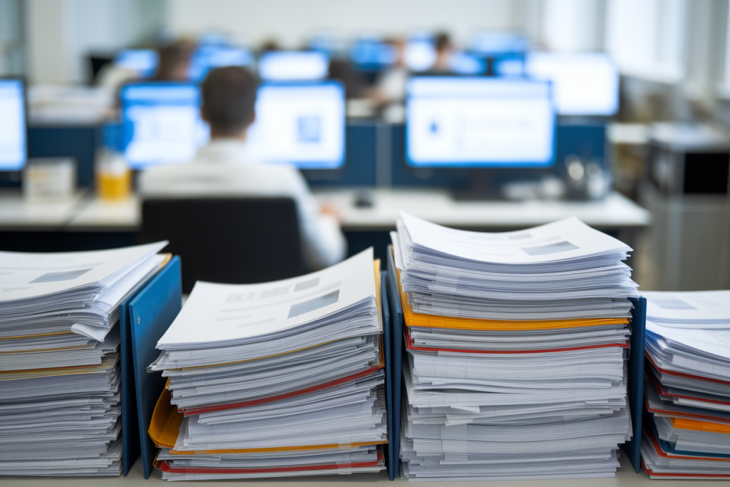 bureau-personne-clavier-documents