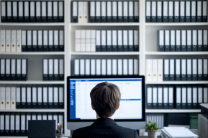 bureau-personne-dos-ordinateur-ecran