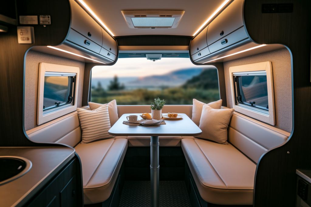 interieur-campingcar-dinette-lit-eclairage