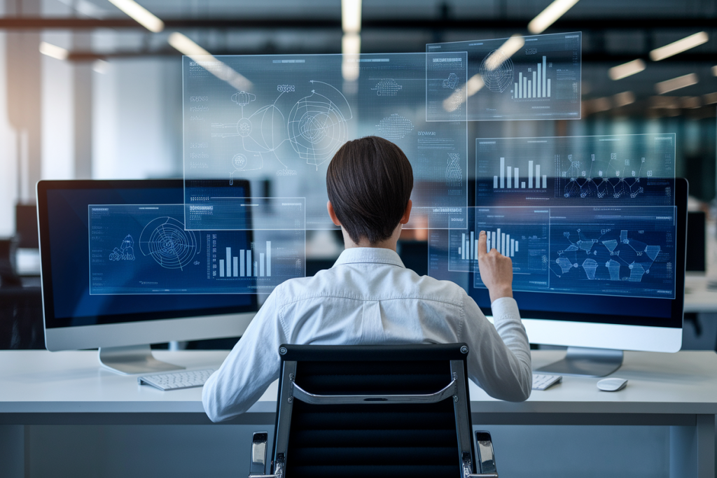 personne-dos-bureau-ecrans-numeriques