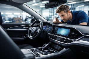 voiture-moderne-garage-personne-tableau-bord